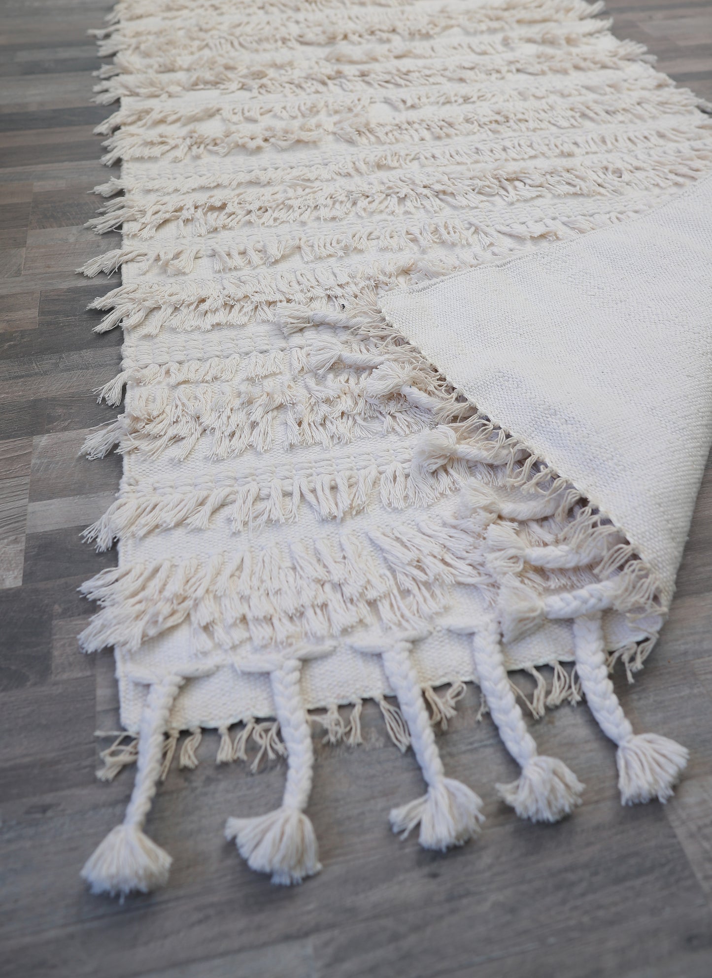 White Fringe Rug