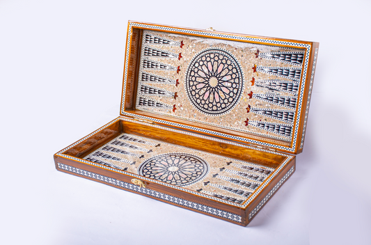 Handmade Wood/Seashell Backgammon (Tawla)