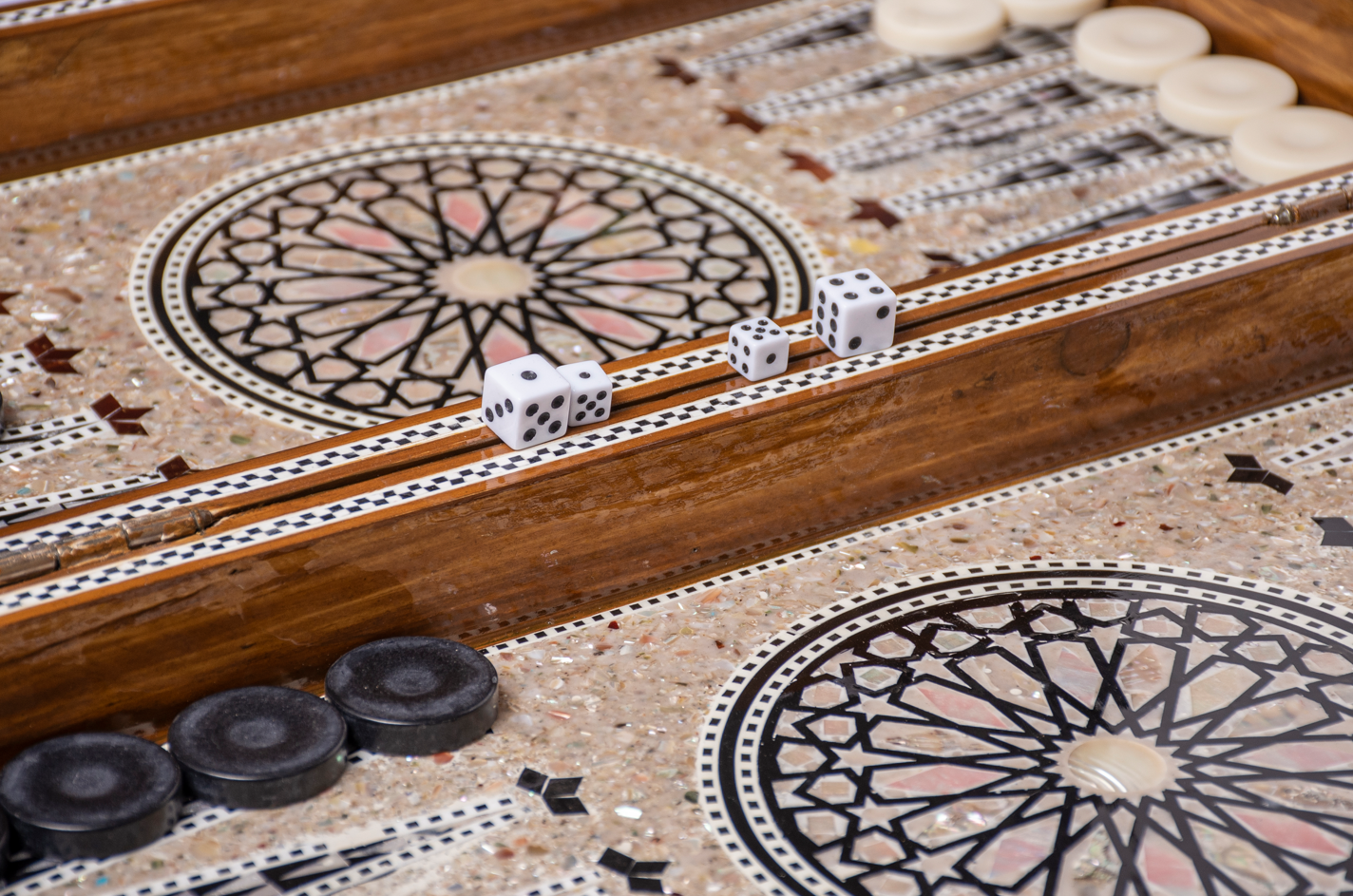 Handmade Wood/Seashell Backgammon (Tawla)