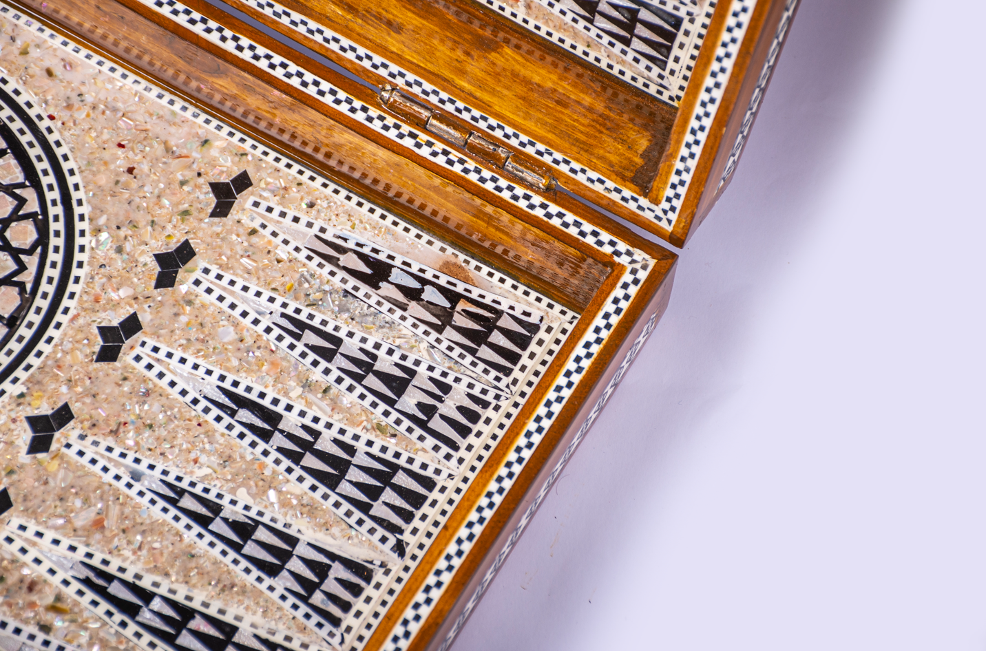 Handmade Wood/Seashell Backgammon (Tawla)