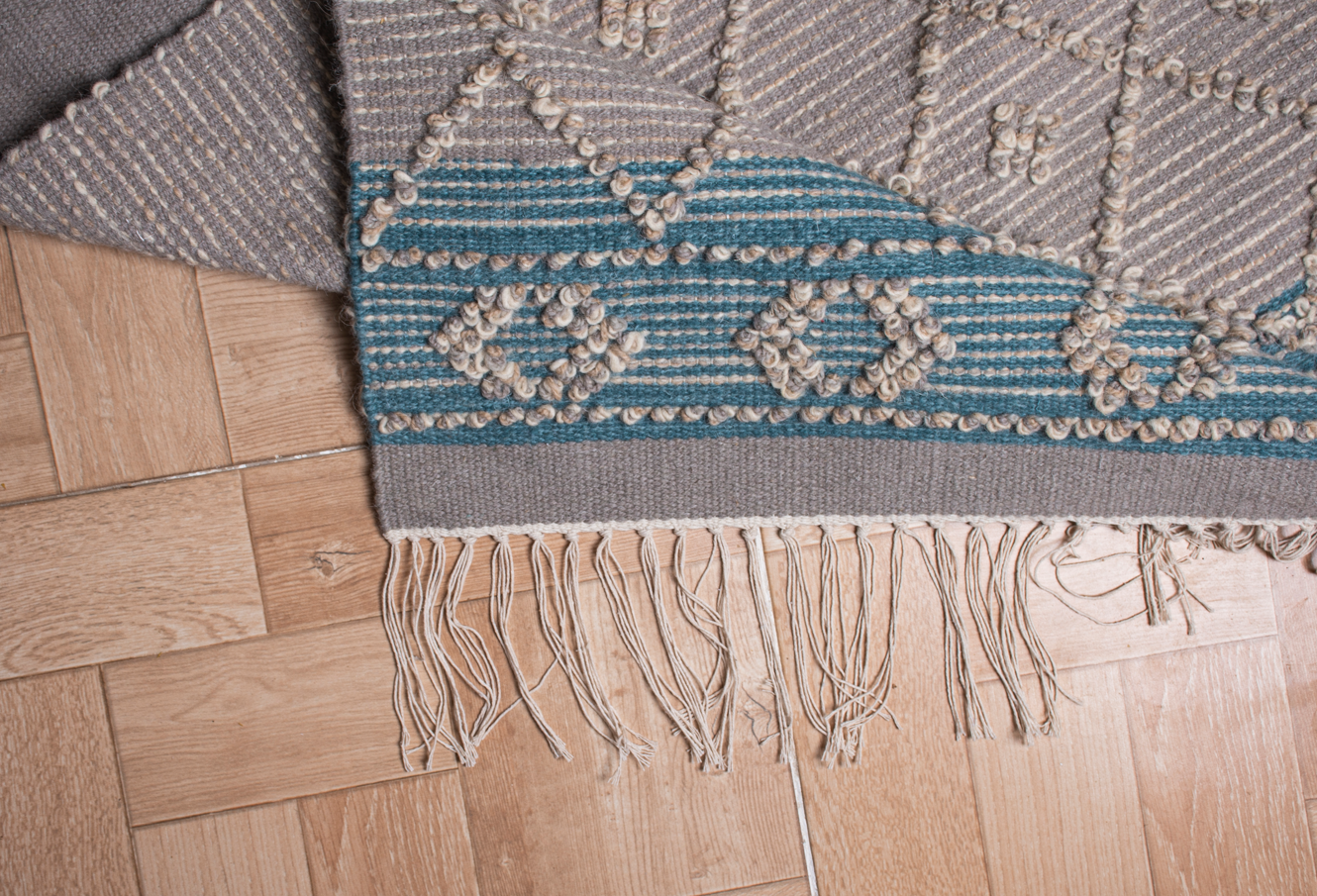 Blue Segments Kilim Rug