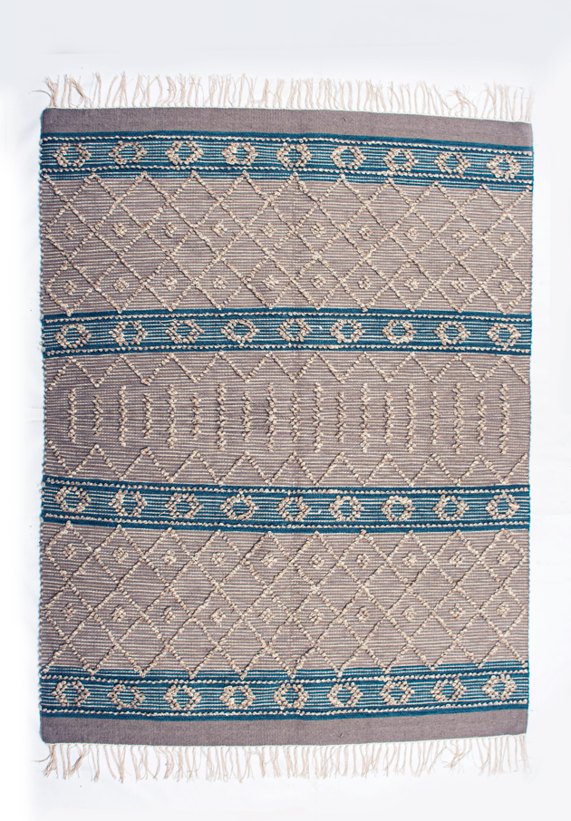 Blue Segments Kilim Rug