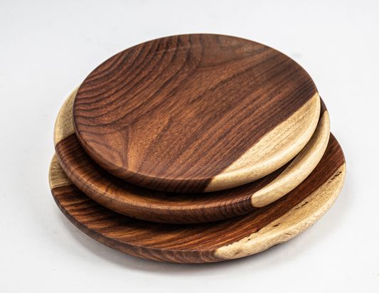 Set of wooden plates