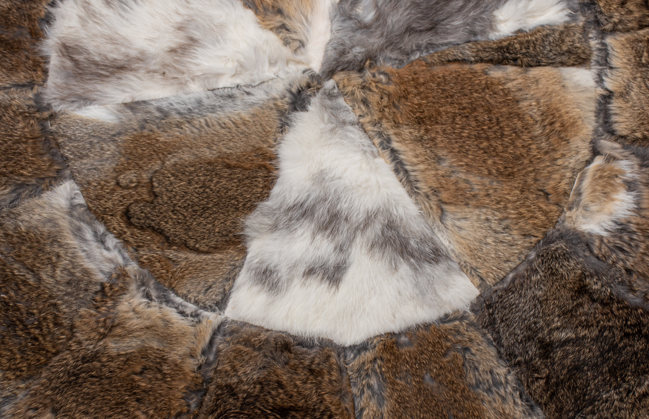 Grey segments handmade furry rug