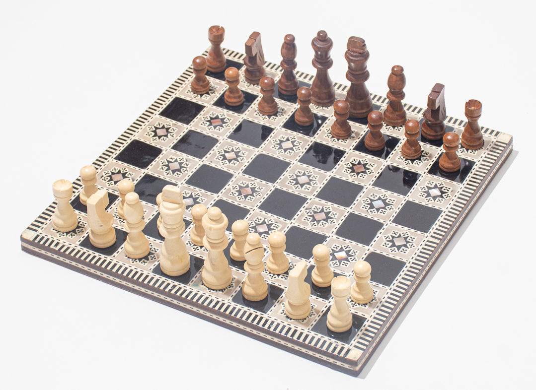 Handmade Chess board with wooden pieces