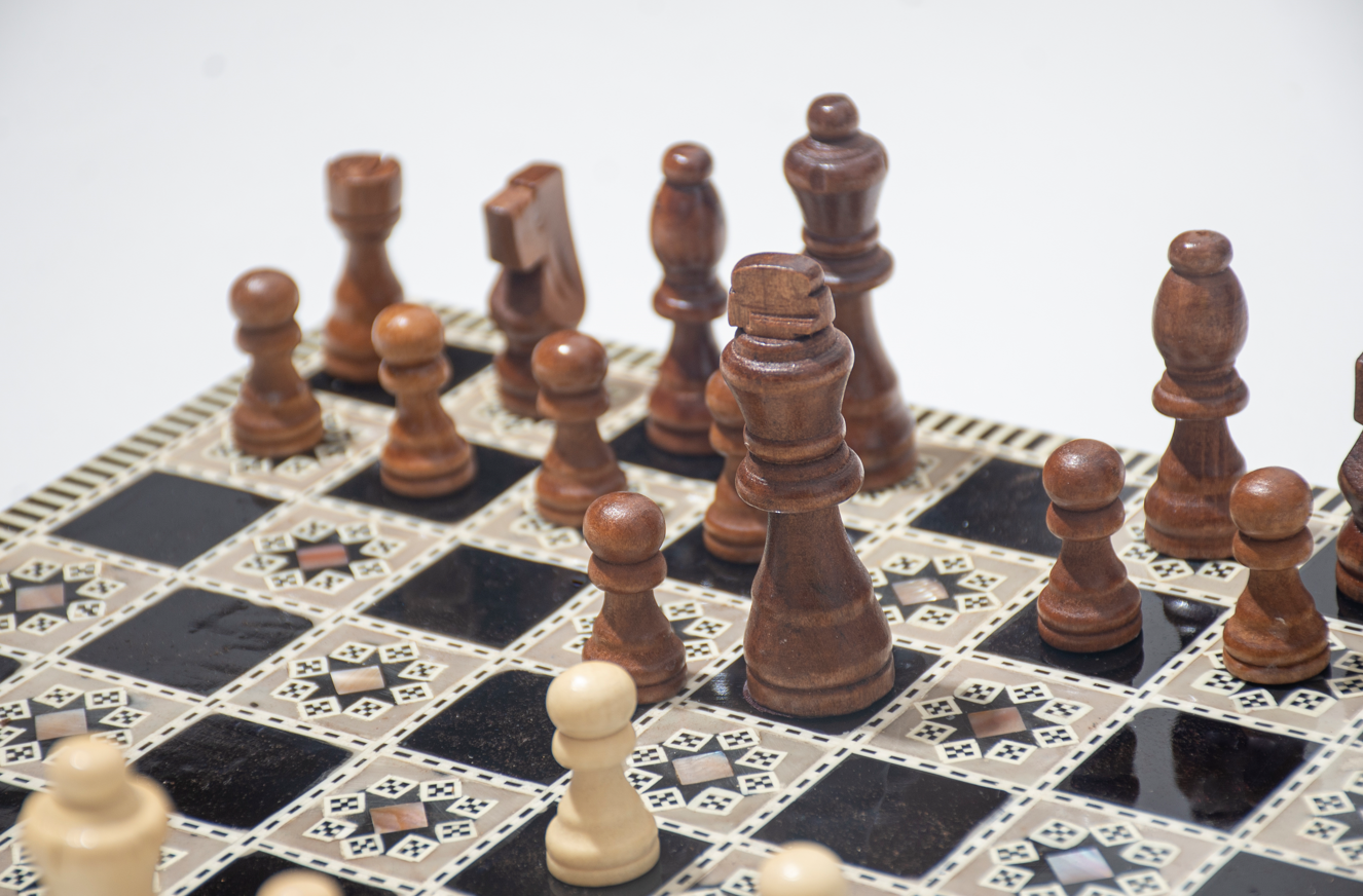 Handmade Chess board with wooden pieces