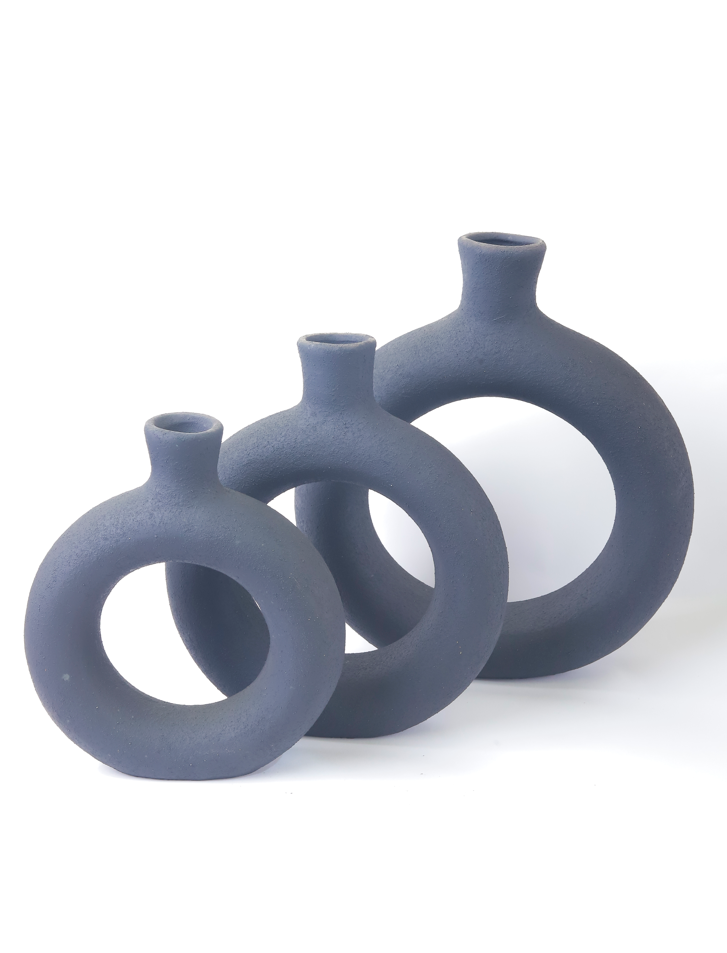 Black Donut Vase Set