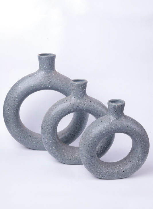 Silver Donut Vase Set