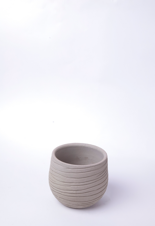 Lined Beige Decorative Pot