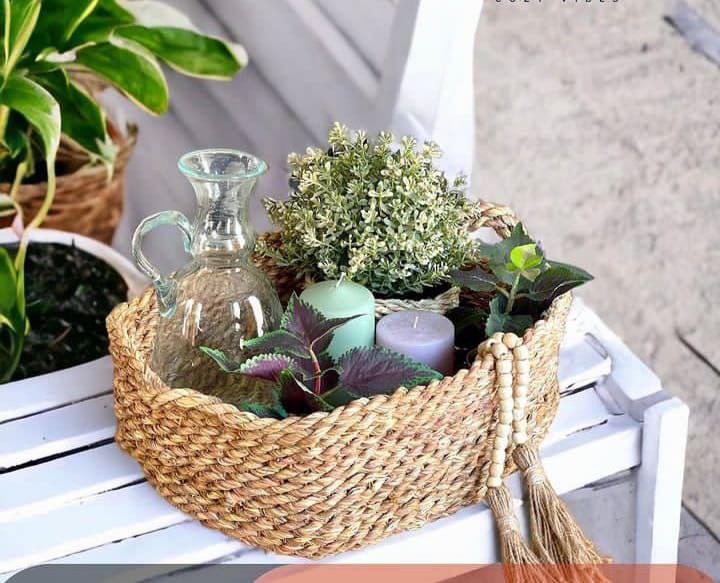 Square wicker Basket with handle