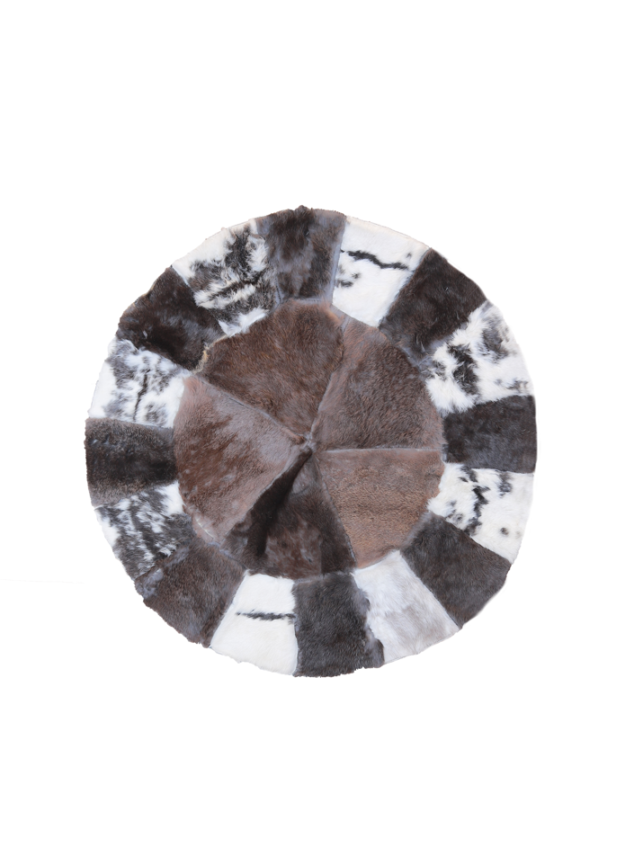 Circular furry Leather Rug